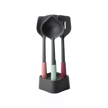 Brabantia Tasty+ 5-detaļu virtuves rīku komplekts (melns, zaļš, sarkans), karstumizturīgs līdz 220°C