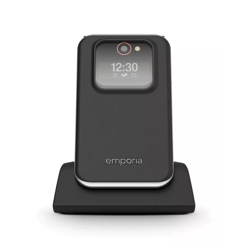 Emporia Joy V228 atvāžamais telefons (melns) – 2,8 collu displejs, lielas pogas, ārkārtas zvanu poga