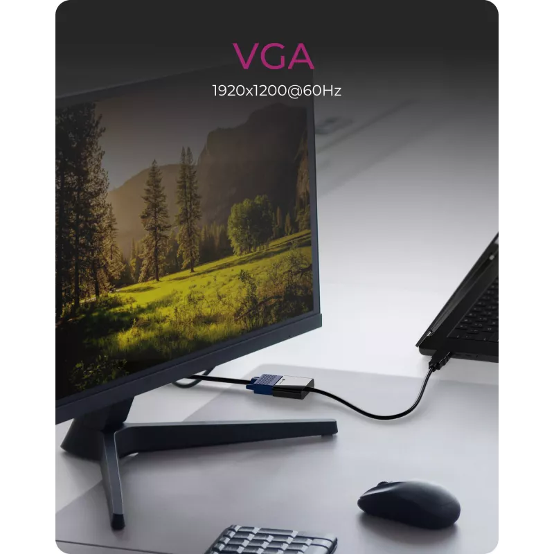 Adapteris HDMI–VGA icybox IB-AC502a — HDMI A (vīrišķais) uz VGA (sieviešu)
