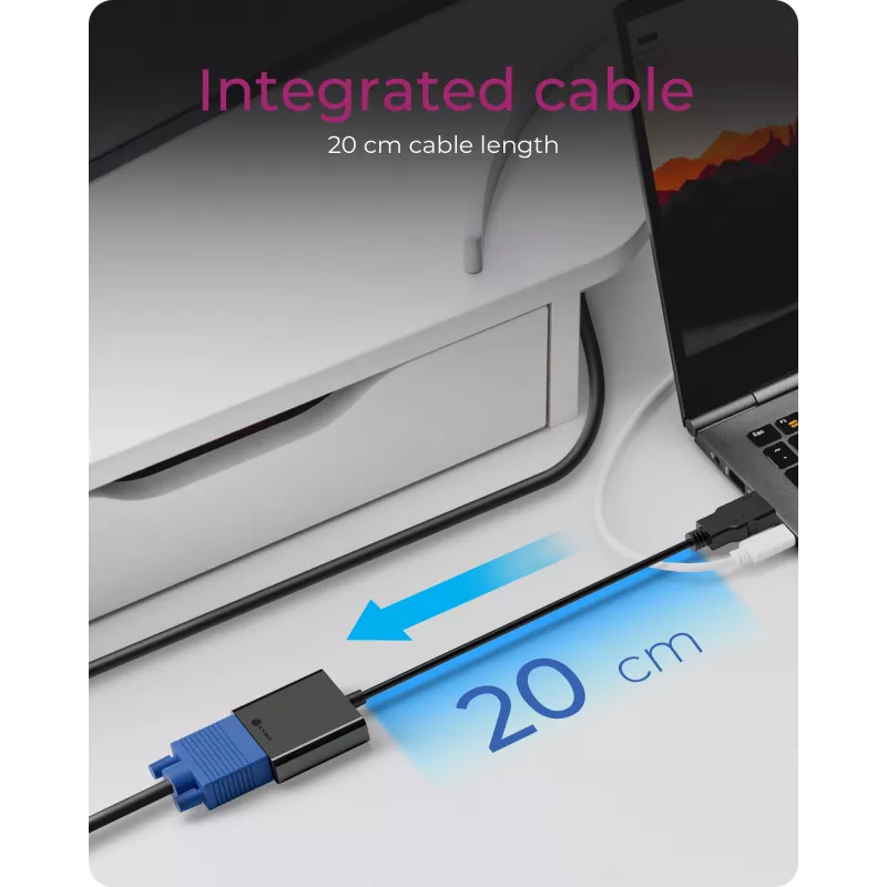Adapteris HDMI–VGA icybox IB-AC502a — HDMI A (vīrišķais) uz VGA (sieviešu)