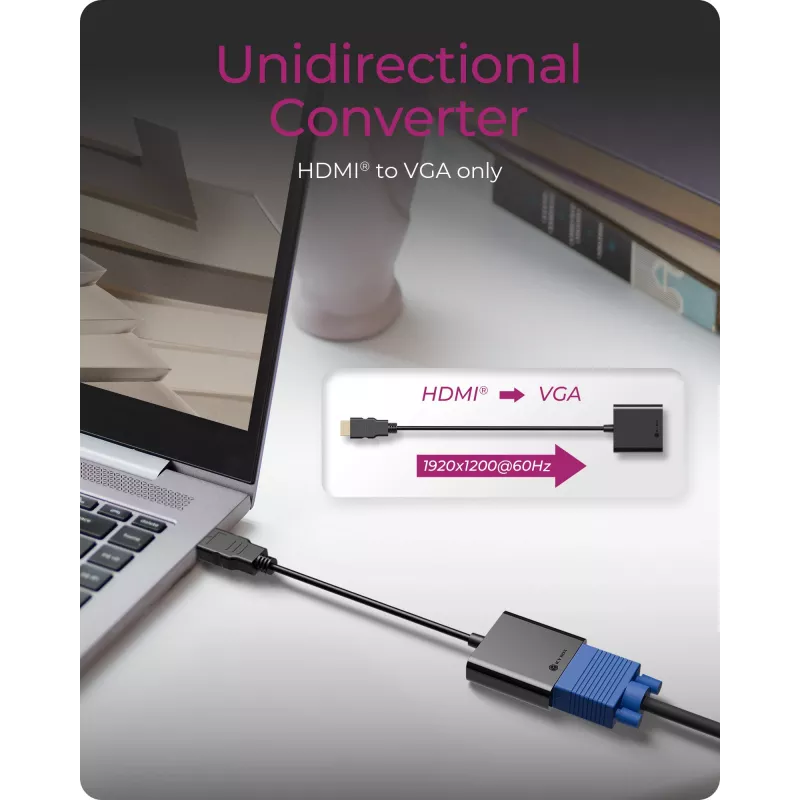 Adapteris HDMI–VGA icybox IB-AC502a — HDMI A (vīrišķais) uz VGA (sieviešu)