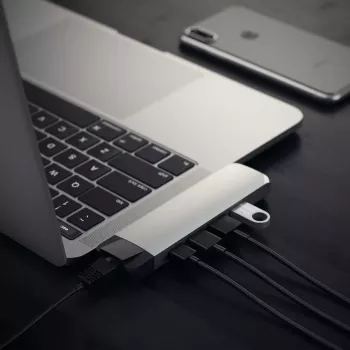 Doks Satechi ST-TCPHES alumīnija USB-C centrmezgls ar Ethernet