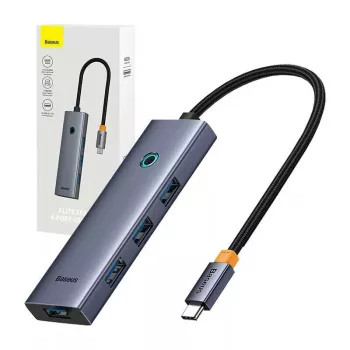 Baseus 4in1 Hub UltraJoy USB-C uz USB 3.0 Pelēks