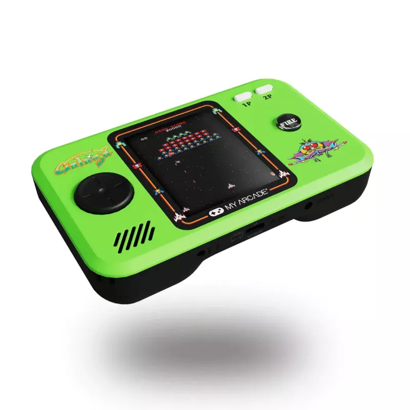 Rokas spēļu konsole My Arcade GALAGA Pocket Player Pro — 2,75 collu (6,98 cm) ekrāns, D-pad, 3,5 mm, USB/AA baterijas