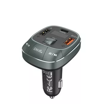 Auto lādētājs Vention 3-Port USB (USB-C + 2× USB-A) 30W/18W/5W Melns