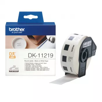 Brother DK-11219 baltas apaļas etiķetes, 12 mm, 1200 gab./rullī