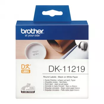 Brother DK-11219 baltas apaļas etiķetes, 12 mm, 1200 gab./rullī