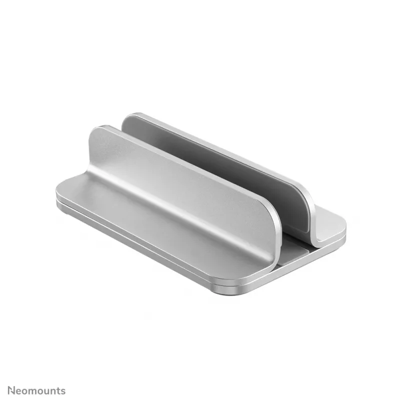 Neomounts NSLS300SILVER vertikāls portatīvā datora turētājs, 11–17 collas, līdz 5 kg, alumīnijs, augstuma regulēšana 42 mm, platuma regulēšana 150 mm, dziļuma regulēšana 92 mm, sudraba krāsas