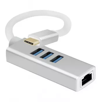 USB centrmezgls Helos 288390 Type-C 5000 Mbit/s Sudrabs