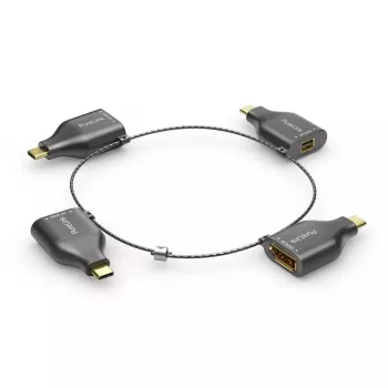 PureLink IQ-AR300 mazs adapteru gredzens, 4x USB-C uz VGA/HDMI/miniDP/DP, melns