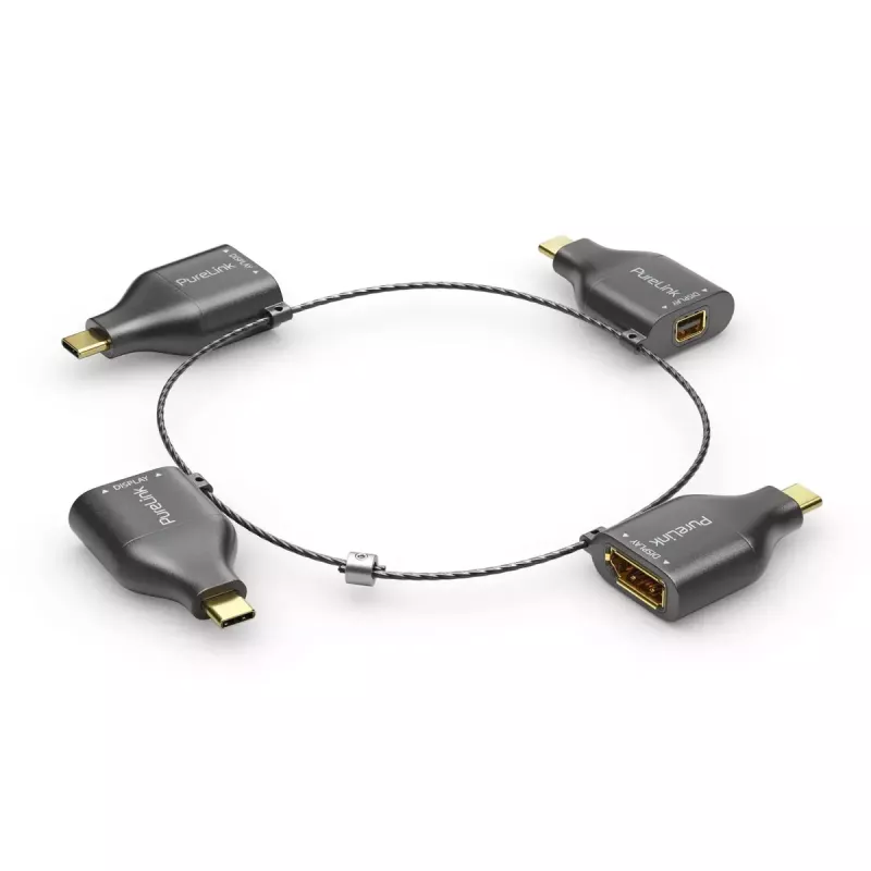 PureLink IQ-AR300 mazs adapteru gredzens, 4x USB-C uz VGA/HDMI/miniDP/DP, melns