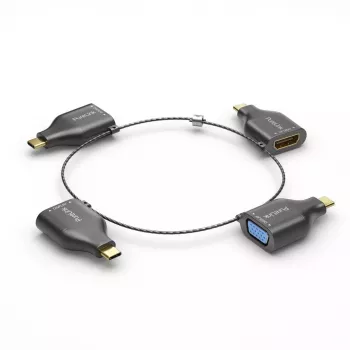 PureLink IQ-AR300 mazs adapteru gredzens, 4x USB-C uz VGA/HDMI/miniDP/DP, melns