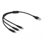 USB lādēšanas kabelis DELOCK 3 in 1 Type-A uz Lightning, Micro USB, USB Type-C 30 cm melns