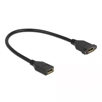DeLOCK 87099 DisplayPort pagarinātājs sievišķais–sievišķais paneļmontāžai, 0.3 m, melns