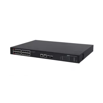 Dahua Technology PoE slēdzis DH-PFS3220-16GT-190, nepārvaldāms L2, Gigabit Ethernet (10/100/1000), Power over Ethernet (PoE), 1U, melns