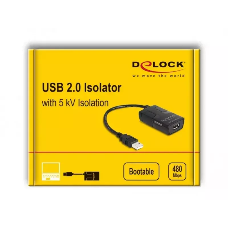 DeLOCK USB 2.0 Izolators Type-A vīrietis pret sievieti 5 kV galvaniskā izolācija