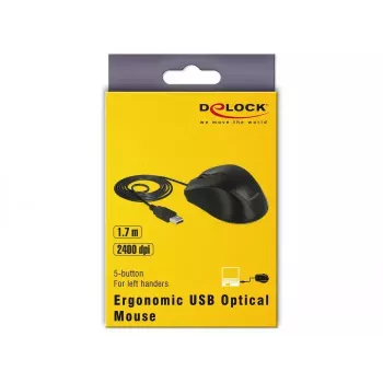 Pele MITEL DeLOCK 12548 kreilim USB-A optiskā 2400 DPI 5 pogas melna
