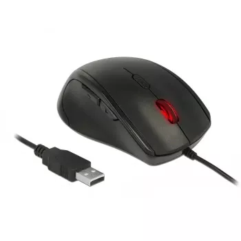 Pele MITEL DeLOCK 12548 kreilim USB-A optiskā 2400 DPI 5 pogas melna