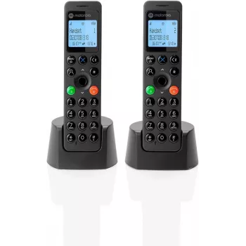 DECT telefons Motorola DOT202 Twin bezvadu klausules ar zvanītāja ID Melns