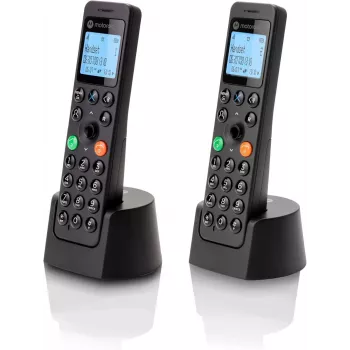 DECT telefons Motorola DOT202 Twin bezvadu klausules ar zvanītāja ID Melns