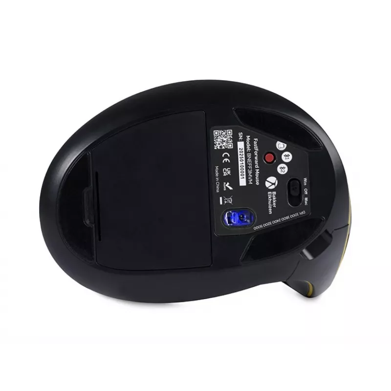 BakkerElkhuizen FastForward pele, vertikāla, optiska, RF bezvadu + Bluetooth + USB Type-C, 500 DPI, pelēka