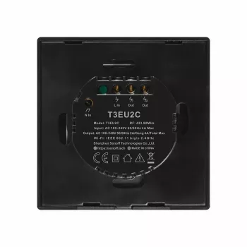 Touch gaismas slēdzis Sonoff T3 EU TX WiFi RF 433 2-kanālu — sienas viedslēdzis, EU skārienpanelis