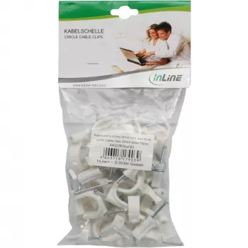Apaļš kabeļa skava InLine 44020B 8mm Balta 100 gab.
