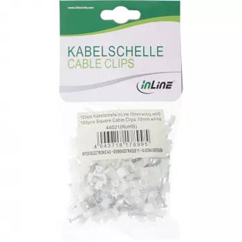 InLine 100 gab. kvadrātveida kabeļa skava 10 mm balta