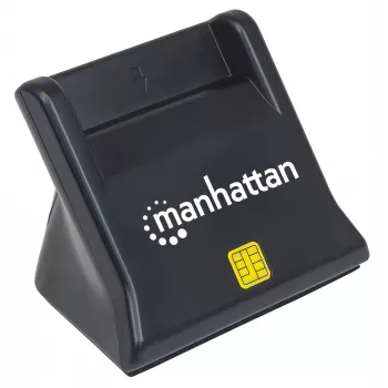 Manhattan USB-A viedkaršu/SIM karšu lasītājs, 480 Mbps (USB 2.0), stāvošs, berzes tipa, Hi-Speed USB, kabelis 86 cm, melns, trīs gadu garantija
