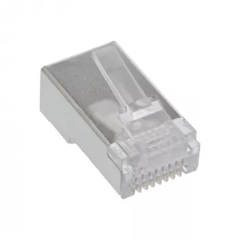 Savienotājs 8P8C RJ45 vīrišķais ekranēts apaļajiem kabeļiem, InLine, 10 iepakojumā, sudraba