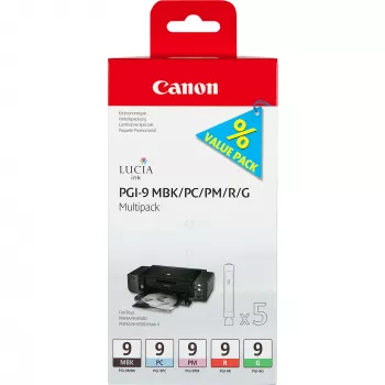 Canon PGI-9 matta melnā/foto ciāna/foto fuksīna/sarkanā/zaļā 5 tintes kasetņu komplekts