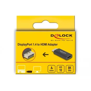 DeLOCK Active DisplayPort 1.4 uz HDMI adapteris 8K HDR Melns