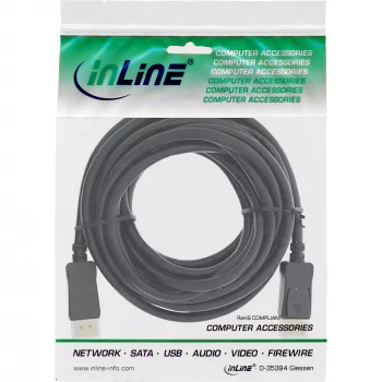 InLine DisplayPort 1.4 aktīvais kabelis, 8K4K, melns, zelts, 10m