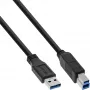 USB 3.2 Gen.1 kabelis Type A vīrietis / Type B vīrietis InLine 35310 1m melns