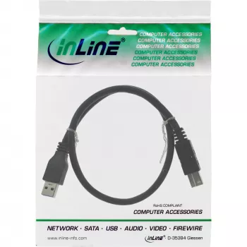 USB 3.2 Gen.1 kabelis Type A vīrietis / Type B vīrietis InLine 35310 1m melns