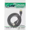 InLine USB 2.0 plakanais pagarinātājkabelis A tipa tēviņš/mātīte, apzeltīti kontakti, melns, 1 m
