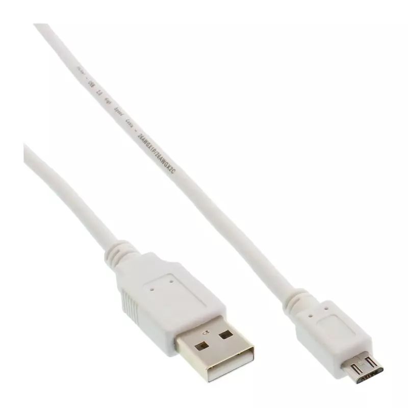 InLine Micro USB 2.0 kabelis USB A / Micro-B balts 2m