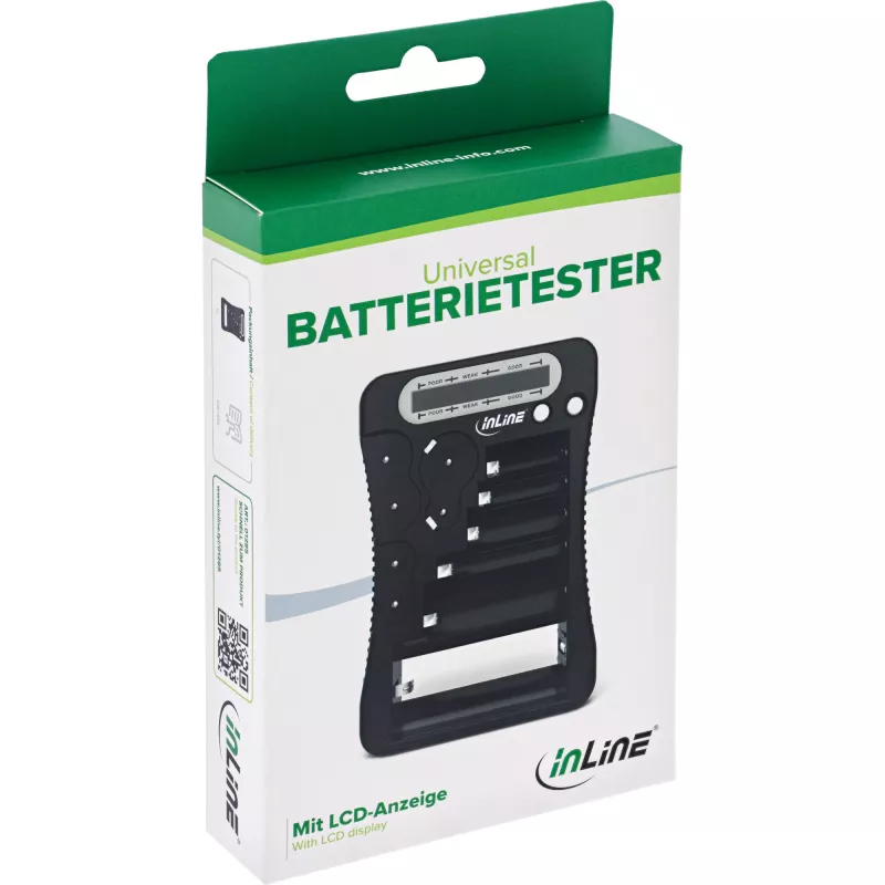 Bateriju testeris InLine 01285 ar LCD displeju apaļajām un pulksteņa baterijām
