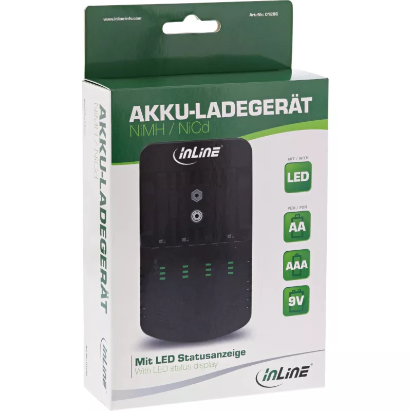 InLine Lādētājs NiMH/NiCd, AA AAA un 9V