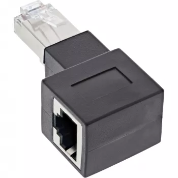 InLine Cat.6A RJ45 vīrietis/sieviete pagarinātājs, leņķis 90° pa labi