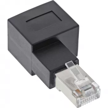 InLine Cat.6A RJ45 vīrietis/sieviete pagarinātājs, leņķis 90° pa labi