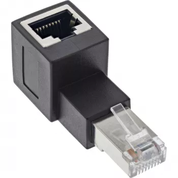 InLine Cat.6A spraudkontakta adapteris, RJ45 vīrietis / sieviete, 90° uz augšu