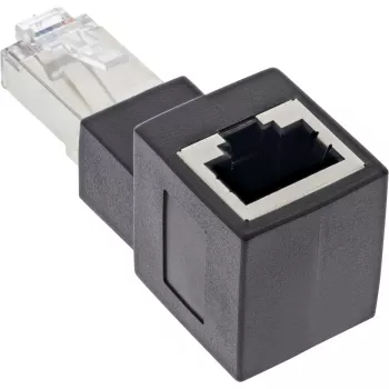 InLine Cat.6A spraudkontakta adapteris, RJ45 vīrietis / sieviete, 90° uz augšu