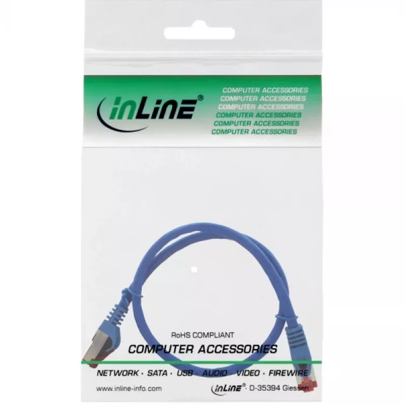 InLine Patch Kabelis S/FTP PiMF Cat.6 250MHz varš halogēns brīvs zils 0.5m
