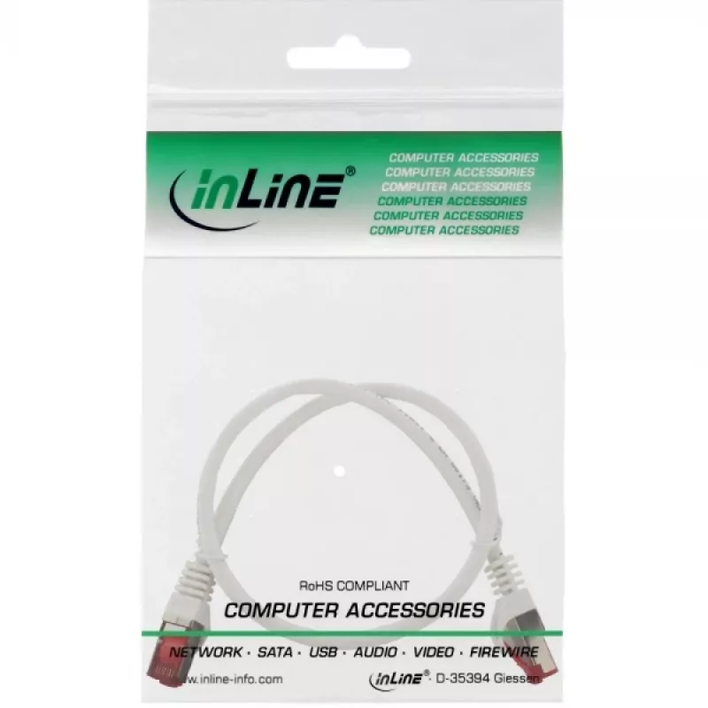 InLine Patch Kabelis S/FTP PiMF Cat.6 250MHz bezhalogēns balts 0,3m