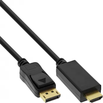 InLine 17186I DisplayPort uz HDMI pārveidotāja kabelis 0.5m 4K/60Hz melns