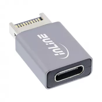 InLine USB 3.2 adapteris, iekšējais USB-E priekšējā paneļa vīrišķais uz USB-C sievišķo