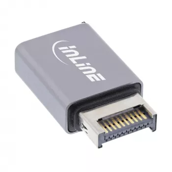 InLine USB 3.2 adapteris, iekšējais USB-E priekšējā paneļa vīrišķais uz USB-C sievišķo