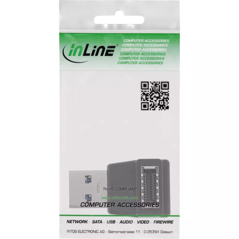 InLine USB 3.2 adapteris, USB-A vīrišķais uz iekšējo USB-E priekšējā paneļa ligzdu