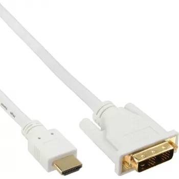 InLine HDMI uz DVI kabelis vīrišķais / 18+1 vīrišķais balts zelts 5m